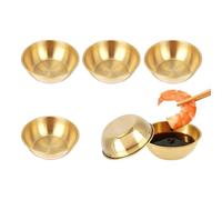 Penitue 6pcs Small Gold Stainless Steel Bowls, 3.4 Inch Mini Dipping Bowls for Soy Sauce Condiments Charcuterie Board Appetizers Gold Tone Metal Sauce Party Dishes Facial Bowl for Esthetician