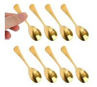 Penitue 8pcs Mini Stainless Steel Spoons, 7.3x1.7cm/2.9x0.67in Tiny Cute Small Spoons for Spice Jars Condiments Sugar Honey Coffee Tasting & Dessert Little Decoration (Gold)