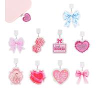 Penitue 9pcs Pretty Dust Plug Charms, Funny Butterfly Dust Plug Charm Type C Anti-Dust Charging Port Protector for E-Readers Phone & Tablet Insert Accessories