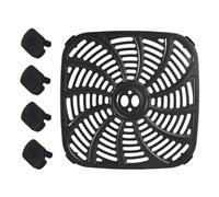 Penitue Air Fryer Replacement Tray with 4pcs Corner Protectors for Gourmia | 24.3x24.3x1.5cm/9.57x9.57x0.59in Square Air Fryer Grill Pan Replacement Parts Compatible with Gourmia GAF858 GAF823