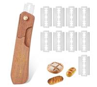 Penitue Bread Dough Scoring Tool, Professional Wooden Sourdough Lame with with 10 Stainless Steel Razor Blades Bread Dough Knife for Bake Making Supplies Accessories