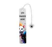 Penitue Cat Bookmark, Zinc Alloy Cute Colorful Cat Bookmark Funny Aesthetics Reading Accessories Suitable for Women Men Student Book Enthusiasts Gift