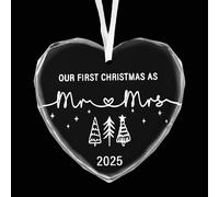 Penitue Christmas Married Ornament 2025, Mr and Mrs Glass Christmas Hanging Ornament Wedding Gifts Home Decoration Keepsake for Couples Newlyweds Bride and Groom