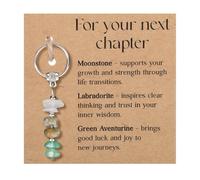 Penitue Crystal Keychain, Good Luck Bead Stones Keychain with Card Funny Best Friend Key Chains Inspirational Retirement Gift Ideal for Graduation Housewarming Farewell New Beginnings