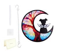 Penitue Dog Angel Memorial Light Catcher, Dog Memorial Gift Exquisite Pet Hanging Light Catcher with Wooden Frame for Pet Loss Remembrance Ornaments