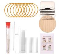Penitue Mini Weaving Loom Kit, Small Speedweve Knit Darning Loom Kit with Stainless Steel Needles Round Wooden Board Rubber Band & Syringe for Mending Jeans Socks Clothes Repair Weaving Supplies