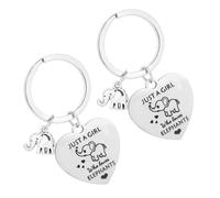 Penitue Positive Elephant Keyring Inspirational Keychain with Elephant Pendant, Stainless Steel Brave Heart-Shaped Key Chain Motivational Gifts Encouragement Key Ring for Women Wallet Decor (Silver)