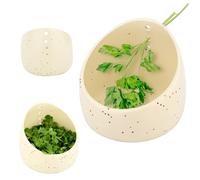 Penitue Pottery Herb Stripper Bowl, Ceramic Herb Stripper Tool with Different Sizes Holes Efficient Kitchen Gadget for Mint Thyme Parsley Cilantro Rosemary