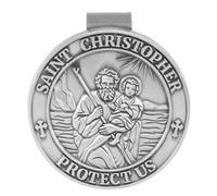 Penitue St Christopher Medal for Car, Zinc Alloy Saint Christopher Medal Visor Clip New Driver Gifts Car Visor Clip for Friends Family