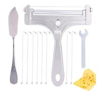 Penitue Wire Cheese Slicer, Stainless Steel Handheld Cheese Cutter with 8 Replacement Wires Wrench & Knife Food Slicer Block Butter Cutter Tools for Kitchen Restaurant Essentials