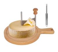 Penitue Wooden Cheese Wheel Cutter, Stainless Steel Round Cheese Curler Slicer Maker Shaver with Handle Kitchen Accessories for Butter Chocolate Home Restaurants Cafes Bakery