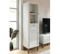 Furniture To Go Wensley Display Cabinet With 1 Door 1 Drawer And 1 Glass Door In Light Grey And Oak, Grey