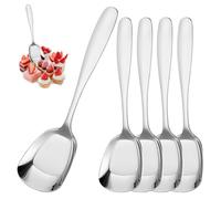Penlimly Square Head Stainless Steel Spoons Serving, Ice Cream Spoons, Thick Sugar Spoon Soup Table Buffet Serving Spoon for Gatherings