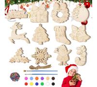 Penlimly Wooden Christmas Ornaments for Crafts | Holiday Making Pendant - Unfinished Christmas Ornaments Making Kit for Handcrafting Holiday Classroom Fireplace Ceiling