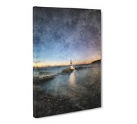 Penmon Lighthouse In Anglesey Wales Canvas Print | Gallery Wrapped 30mm Frame Wall Art | 24x16 inches | Ready to Hang | Coastal Seascape Picture | Living Room Bedroom Lounge Office