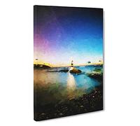 Penmon Lighthouse in Anglesey Wales Canvas Print | Gallery Wrapped 30mm Frame Wall Art | 30x20 inches | Ready to Hang | Abstract Seascape Picture | Living Room Bedroom Lounge Office
