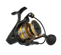 PENN Battle IV Spinning Reel, Saltwater Angler Fishing Reel for Sea Fish Lure & Bait, Bass, Pollack, Cod, Mackerel, Wrasse, Aluminum Spool, Robust Ambidextrous 1000-10000 Reel, Black, Gold & Smoke