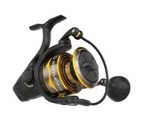 PENN Battle IV Spinning Reel, Saltwater Angler Fishing Reel for Sea Fish Lure & Bait, Bass, Pollack, Cod, Mackerel, Wrasse, Aluminum Spool, Robust Ambidextrous 1000-10000 Reel, Black, Gold & Smoke