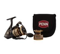 PENN Battle Spinning Reel Kit, Size 5000, Includes Reel Cover and Spare Anodized Aluminum Spool, Right/Left Handle Position, HT-100 Front Drag System,Black