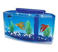 Penn-Plax Deluxe Triple Betta Bow Aquarium Tank - Includes Under Gravel Filter & Plastic Plants - 0.7 Gallon