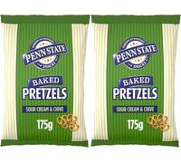 Penn State Sour Cream & Chive Pretzel Bundle - 175g (2 Pack) | Crunchy Oven-Baked Pretzels with Savory Flavor