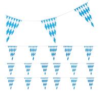 Pennant Banner Flags, Triangle Bunting 20 Pieces, Oktoberfest Themed Decor, Pe Material, Yard Window Classroom Use, Beer Festival Blue and White Checkered String Flags, 7.87x11.81 Inches, 10 Meters