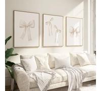 Pennclys Bow Wall Art Coquette Room Canvas Decor Beige Bow Poster Preppy Wall Deocr Aesthetic Pictures Coquette Girly Posters Nursery Art Prints for Girls Bedroom 16x24 Inch Unframed Set of 3