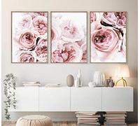 Pennclys Peony Wall Art Pink Flower Canvas Wall Art Prints Peonies Wall Art Abstract Flower Pictures Wall Decor Peony Painting Flower Poster for Living Room Bedroom 16x24 Inch (set of 3) Unframed