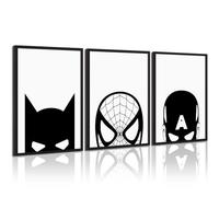 Pennclys Superhero Spiderman Canvas Wall Art Black and White Nursery Wall Art Superhero Posters Spiderman Pictures Painting Wall Decor Superhero Poster for Kids Boy Room 12x16x3 Inch Unframed