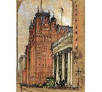 Pennell Crayon Pencil 1908 Drawing Waldorf Astoria Hotel New York Art Print Canvas Premium Wall Decor Poster Mural