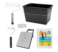 PENNELLIFICIO 2000 | Kit 2 Rollers with Basin and Net for Draining Painting, Masking Tape and Protective Cover, Paint Set, Waterpaint, Smooth Walls, 14 L Bucket - Made in Italy