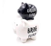 Pennies & Dreams Bride and Groom Piggy Bank Money Box With Stopper Engagement Gift