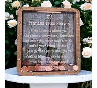 Pennies from Heaven Bank Wooden Piggy Bank, Penny Bank Coin Boxes Paradise Money Savings Box Wooden Transparent Acrylic Cut-Out Design for Kids Family Friends Home Decor Creative Gift (Brown)