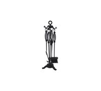 Pennine 4 Piece Fire Companion Set and Stand JVL Black One Size