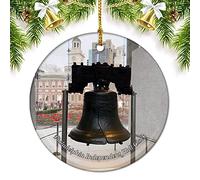Pennsylvania Philadelphia Independent Hall Clock USA America Christmas Ornaments for Tree Ceramic Pendant Double Sided Ornament Decor Xmas Gifts Porcelain Travel Souvenirs