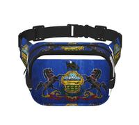 Pennsylvania State Flag Map print Cute Large Black Fanny Packs for Women Cross Body Waist Bag Nylon Fashionable Fanny Pack, Black, One Size