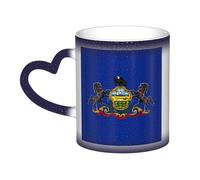 Pennsylvania State Flag Print Mystical Color Changing Mug, Black to White Thermal Mug for Coffee Tea Home Office