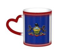 Pennsylvania State Flag Print Mystical Color Changing Mug, Black to White Thermal Mug for Coffee Tea Home Office