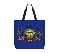 Pennsylvania State Flag Print Tote Bag For Women, Work Handbags, Large Capacity Casual Shoulder Handbags, For Travel Gym