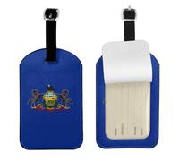 Pennsylvania State Flag Printed Leather Luggage Tag, Durable Baggage Identifier, Soft PU ID Label, for Business Travel