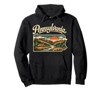 Pennsylvania State Mountain Sunset River Cabin Scene Pullover Hoodie