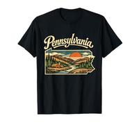 Pennsylvania State Mountain Sunset River Cabin Scene T-Shirt