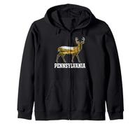 Pennsylvania Whitetail Deer Forest Landscape Wildlife Scenic Zip Hoodie