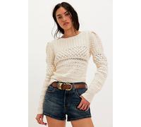 Penny Crochet Cotton Pullover at Free People in Ivory, Size: Medium - female