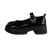 Penny Loafers for Women,Mary Jane Shoes for Women,Cute Platform Mary Janes,Business Formal Loafers,Round Toe,Comfortable,Buckle Strap,for Prom,Work Office,Party,Daily Black