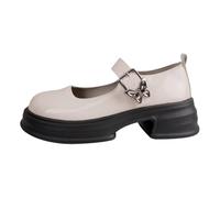 Penny Loafers for Women,Women's Mary Jane Shoes,Business Formal Loafers,Chunky Platform Mary Jane Shoes,Round Toe,Comfortable,Buckle Strap,Simple Design,for Work Office,Daily