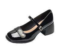 Penny Loafers for Women,Women's Mary Jane Shoes,Mary Jane Shoes for Heels,Business Formal Loafers,Simple Design,Buckle Strap,Comfortable,Closed Toe,Shallow Mouth,for Wedding Black