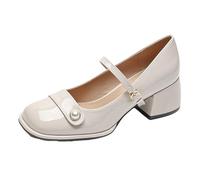 Penny Loafers for Women,Women's Mary Jane Shoes,Mary Jane Shoes for Heels,Business Formal Loafers,Simple Design,Buckle Strap,Comfortable,Closed Toe,Shallow Mouth,for Wedding Apricot