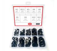 Penny washers, black stainless steel 342 pcs，spacers set，flat washers for bolts/screws，assorted tap washers，o ring metal washer set for repair M2, M2.5, M3, M4, M5, M6, M8, M10, M12