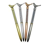 Penny Wise® | Metallic Glittery Shimmer Bird Design Ballpoint Pen | Quick Dry | Smudge Proof | Refillable Twist Pen | 0.5 MM Tip | Blue Ink | PVC Material | For Stationery Lovers | Set Of 4 Pens.